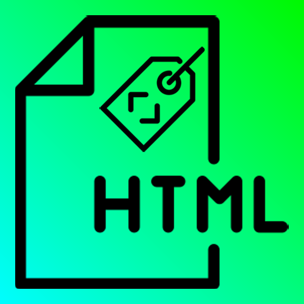 An image of an HTML document icon with a tag that shows markup brackets inside it